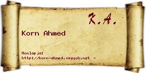 Korn Ahmed névjegykártya